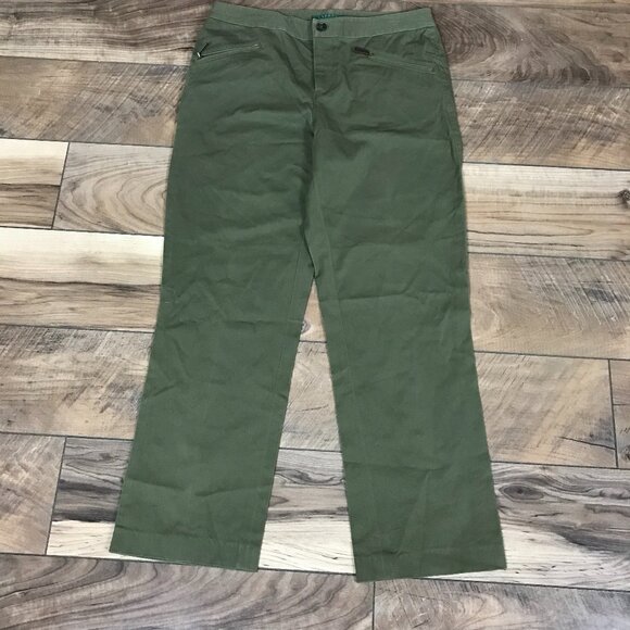 Lauren Ralph Lauren Pants Size 4 Green Straight Leg Front Zipper Stretchy - Picture 1 of 6